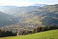 Wagrain, Kernraum um den Markt mit Kirchboden vorne, Blick Richtung Nordwesten gegen den Hochkönig