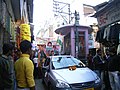 The crowded Lower Road market at Haridwar.