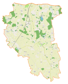 Mapa konturowa gminy Barciany, blisko centrum na lewo u góry znajduje się punkt z opisem „Skandawa”