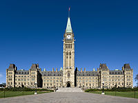 10. The Peace Tower dominates the Centre Block structure of the Canadian Parliament buildings. Author: Saffron Blaze