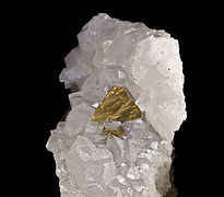 Chalcopyrite sur quartz - Mine de Mont-Roc, Tarn, France (5 × 3 cm)