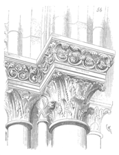 Dessin d'un chapiteau de la cathédrale Saint-Pierre de Lisieux.