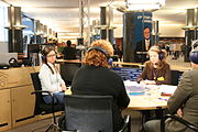 Square table with four participants