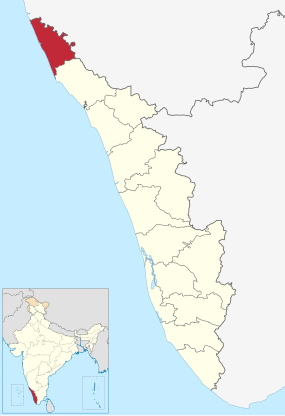 Positionskarte des Distrikts Kasaragod