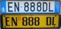 New car plate and old trailer plate