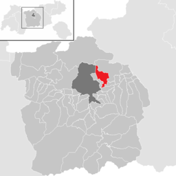 Kommunens läge i distriktet Innsbruck-Land