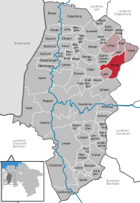 Poziția Werlte pe harta districtului Emsland