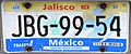 License plate from Jalisco state, Mexico