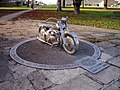 Bronze statue of a Harley-Davidson motorbike