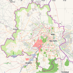 Location of Bhalswa Horseshoe Lake within Delhi