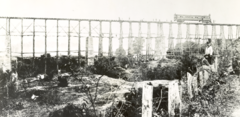 3 Railcar on civil war era railroad bridge rebuilt by Wright at Running Water, TN