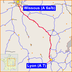 Mapa da autoroute A6.