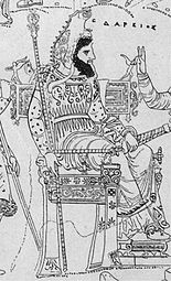 Drawing of Darius on the vase.