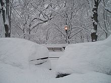 The western side of Riverside Drive during a February 2006 blizzard