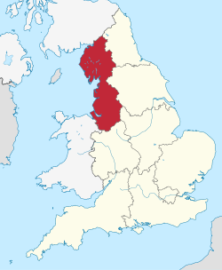 North West region shown within England