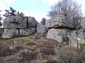 Chaos dans l'Est des monts d'Aubrac (Massif central), région riche en formations de ce type. De larges diaclases morcellent la roche en blocs