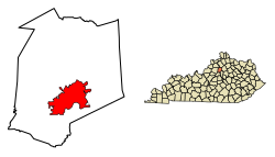 Location of Frankfort in Franklin County, Kentucky