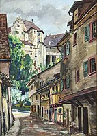 Ortsansicht Meersburg (Gouache)