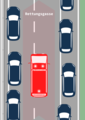 Rettungsgasse bei zwei Fahrspuren und Verwendung des Standstreifens