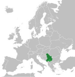 Location of Serbia and Montenegro