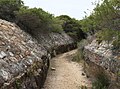 A tram line leading into the battery.