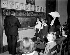 Clase de música en el orfanato de Nueva Orleans, 1940.