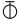 circle with intersecting vertical line that extends past the top