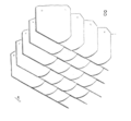 Deutsche Deckung, diagonale Doppeldachdeckung (für Schieferschalung, an der Dachfläche selten)