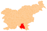 Karte von Slowenien, Position von Občina Kočevje hervorgehoben