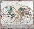 Antique World Map with magnetic declination by Leonhard Euler (1753)