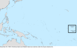 Map of the change to the United States in the Pacific Ocean on December 29, 1859