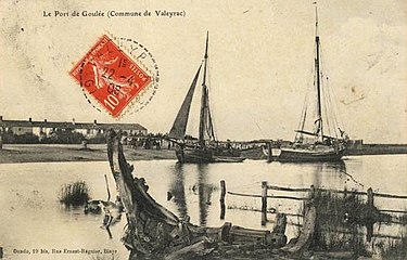 Carte postale du port de Goulée et ses gabares en 1908.