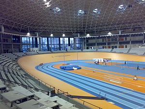 Der Palacio Velódromo Luis Puig während der Leichtathletik-Hallenweltmeisterschaften 2008