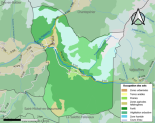 Carte en couleurs présentant l'occupation des sols.