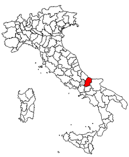 Karta över Italien med Provincia di Campobasso markerat