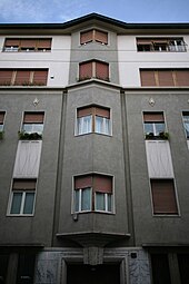 Via Statuto no. 12 (Art Deco) in Milan, Italy, by Giovanni Greppi (1919), similar to Charles Rennie Mackintosh's buildings