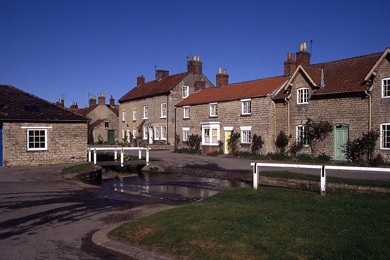 File:Cottages and ford at Hovingham - geograph.org.uk - 6461059.jpg