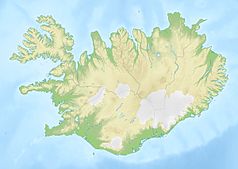 Mapa konturowa Islandii, na dole znajduje się punkt z opisem „Eldgjá”