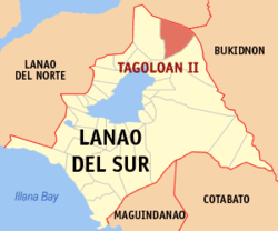 Mapa ng Lanao del Sur na nagpapakita sa lokasyon ng Tagoloan II.