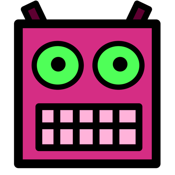 File:Pink or Plum Robot Face With Green Eyes.png