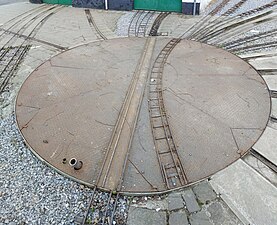 Twin-gauge straight + curved turntable at Petit Train à Vapeur de Forest, Brussels