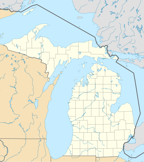 Map of most Michigan state parks named and marked by a dot