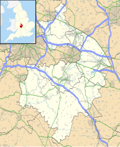 Mapa konturowa Warwickshire, blisko centrum na dole znajduje się punkt z opisem „Moreton Morrell”