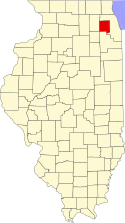 Location map of DuPage County, Illinois.