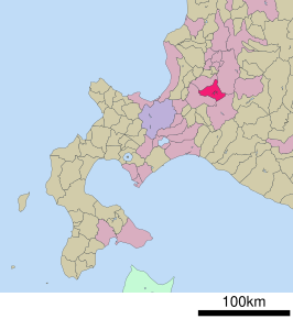 Situering van Mikasa in de prefectuur Hokkaido