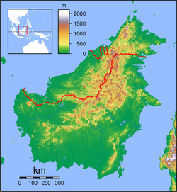 Sebatik Island trên bản đồ Borneo Topography