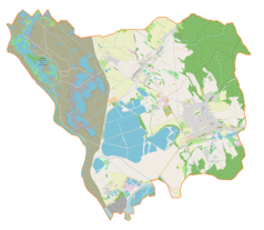 Mapa konturowa gminy Lubomia, w centrum znajduje się punkt z opisem „Grabówka”