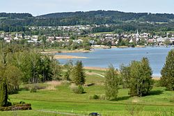 Pfäffikon sijaitsee Pfäffikerseen rantamailla kumpuilevassa Mittellandissa.