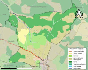 Carte en couleurs présentant l'occupation des sols.