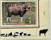 Gaur auf einer Briefmarke der UNO-Genf von 2004